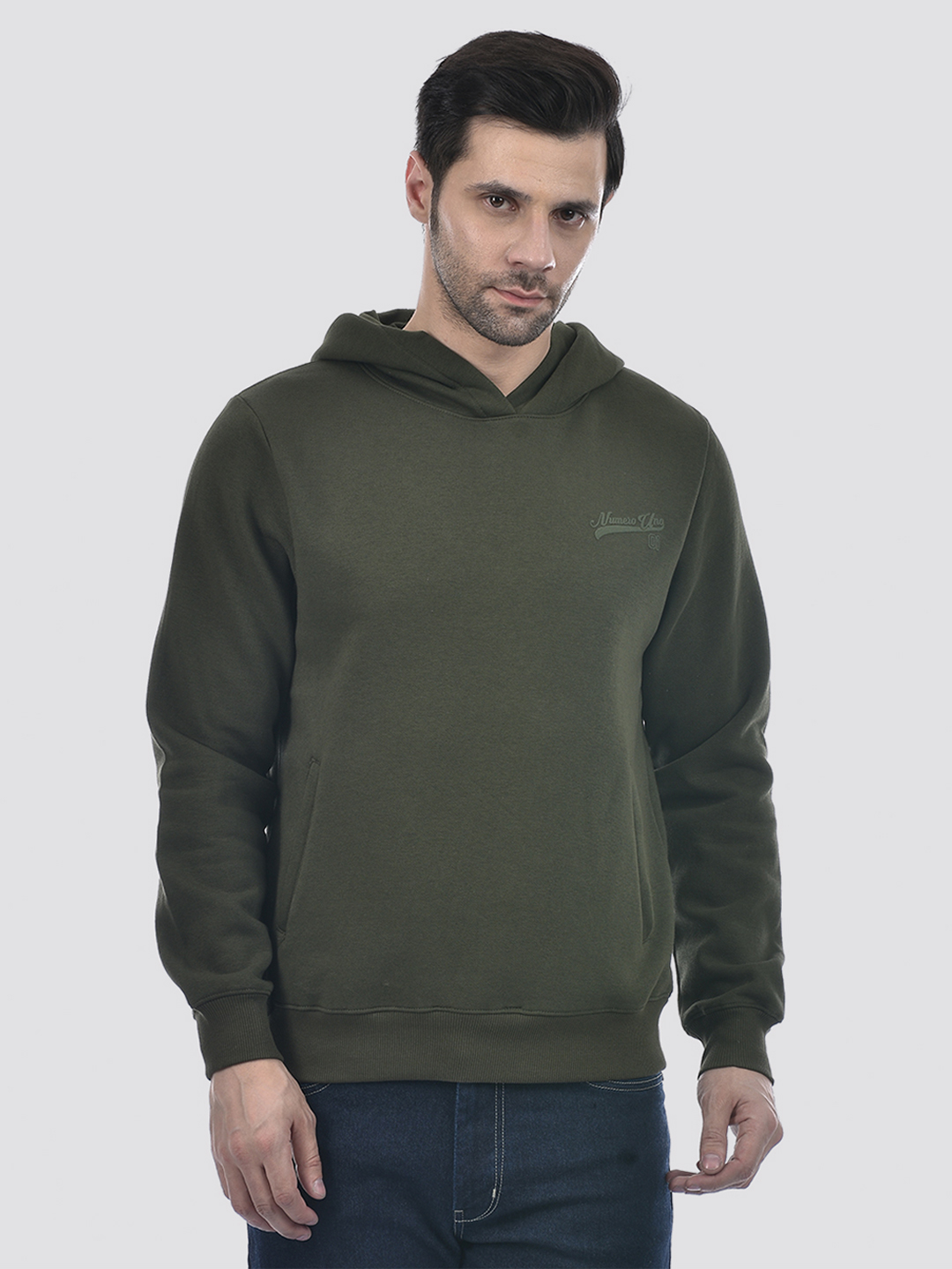 Numero Uno Men Solid Green Sweat Shirt